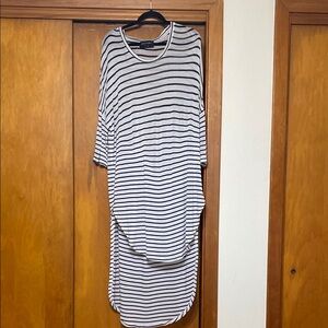 DECJUBA Australia Black White Striped High Low Dress 3/4 Sleeves M/L